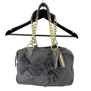 Juicy Couture Y2K Gray Bow Satchel Chain Handles Vintage Juicy Bag